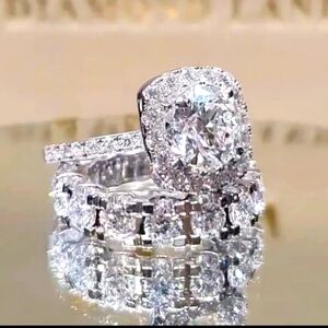 Sparkly wedding Ring Band Set Size 7 Costume Jewerly Wedding Ring Replacement
